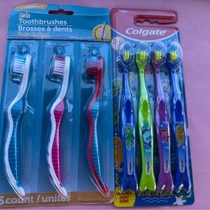 Kids Toothbrushes - Assorted Blue, Green, Purple (Pack of 4)